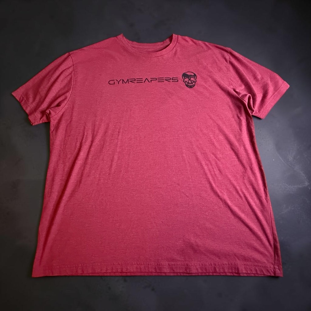 Gymreapers Mens 3X Graphic Skull Logo T-Shirt Heather Red Short Sleeve Gym Tee
